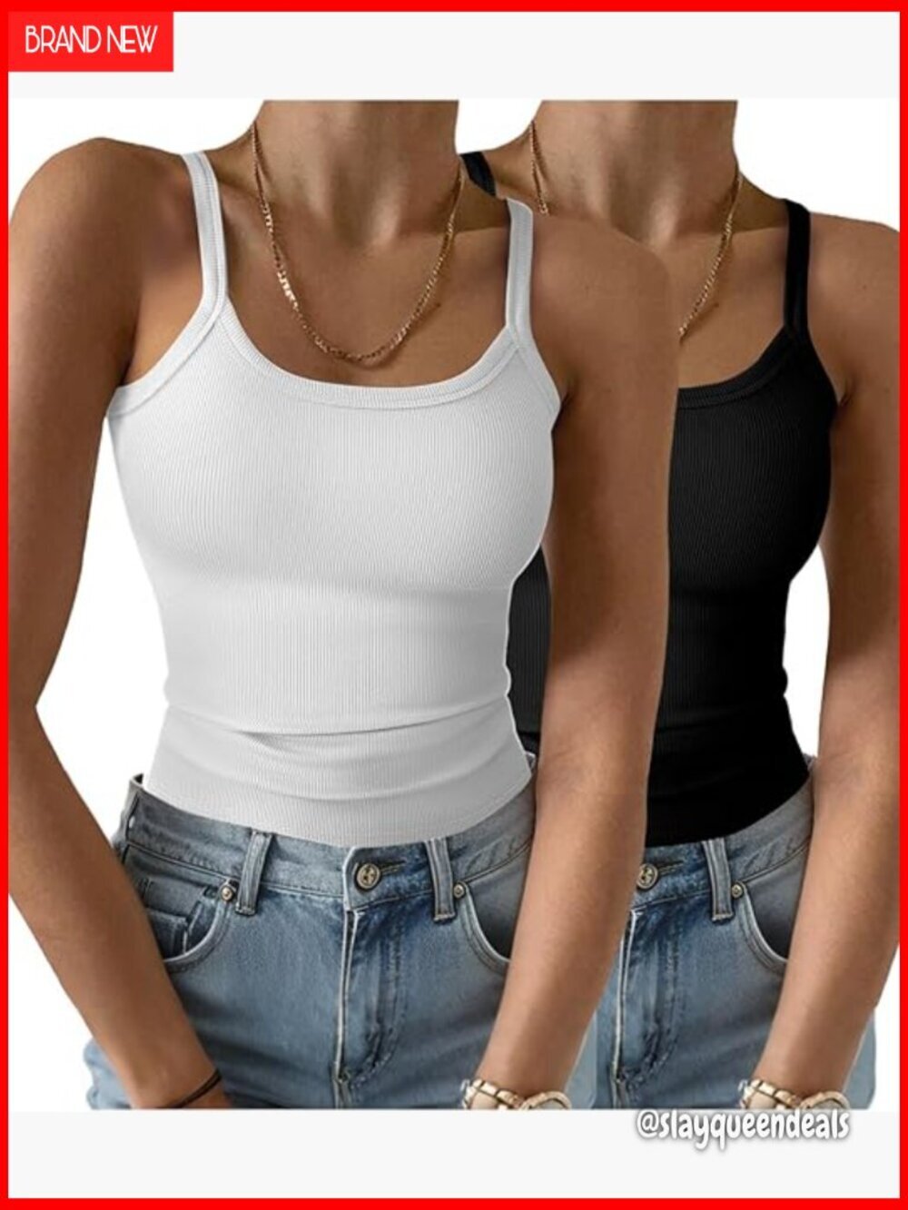 Sleeveless Ribbed Tank Top Slim Fit Scoop Neck Layering Shirt